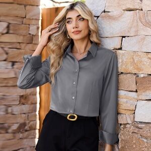 Women’s Long Sleeve Satin Blouses Top